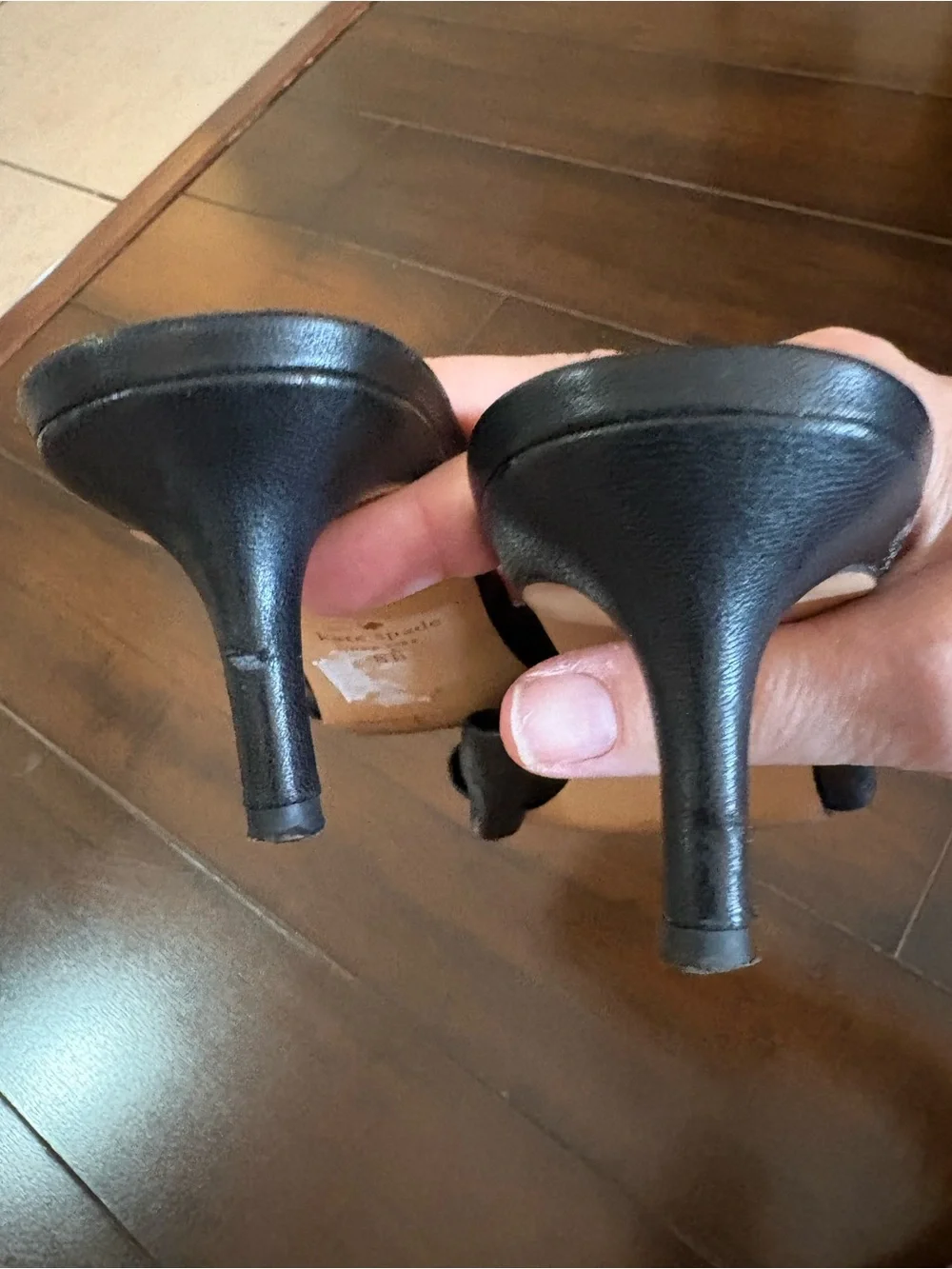 Kate Spade Samantha Abstract Leather Bow Kitten Heel Slide Sandal Size 8